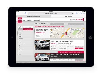 Nissan UK tablet specific Approved Used Vehicle Locator site