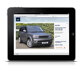 Land Rover USA tablet specific Pre-Owned Inventory Search