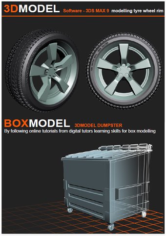 3d model tyre and dumpster