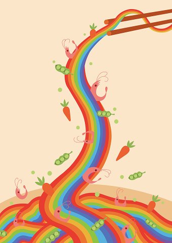 Rainbow Seafood Noodles