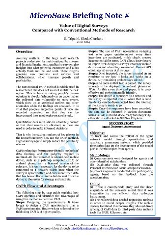 Briefing Note for MicroSave Financial Inclusion Consultants