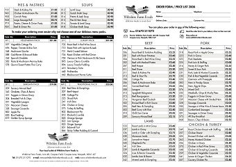 Wiltshire Farm Foods Order Forms