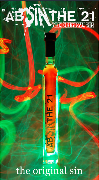 Abisinthe21 brand, bottle and advertising