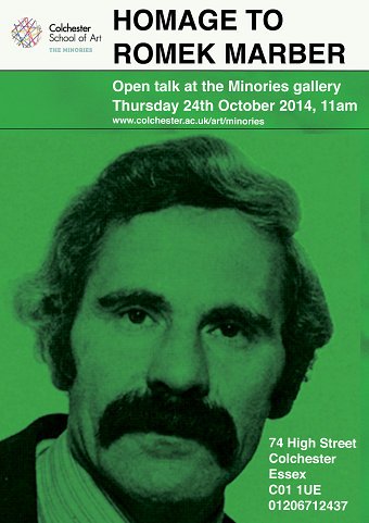 Poster design for the Romek Marber lecture at the Minories  Art centre in Colchester