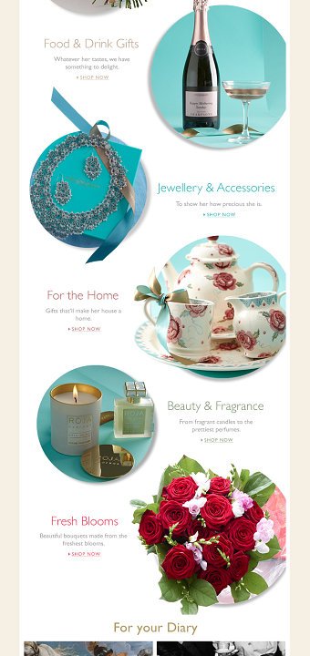 Email design for Fortnum and Mason