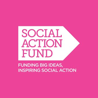Social Action Fund logo and promo postcards