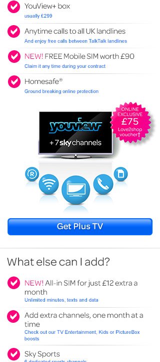 TalkTalk mobile site