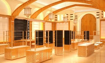 shop project renders with honey wood color