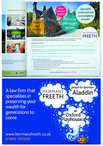 Butler Sherborn Magazine advert & Oxford Playhouse advert