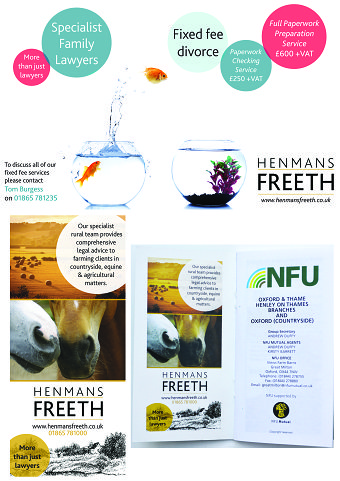 Oxford Mail advert & NFU planner advert