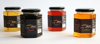 Wild Honey branding, logo design, packaging design, digital branding and front end web design.