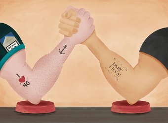 Arm Wrestle Editorial Illustration