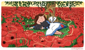 Dorothy asleep in the poppy meadow