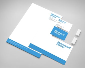 Homewood Homes branding and stationary