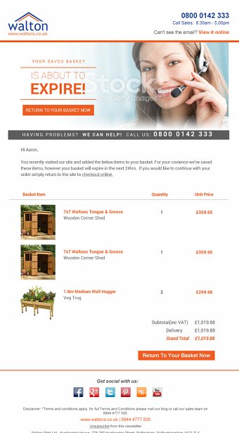 Basket Reminder Email