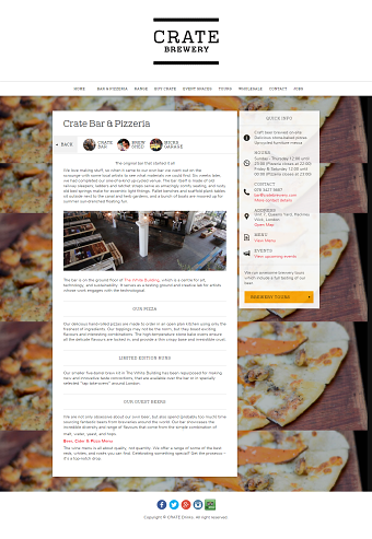 Website copy for CRATE Brewery