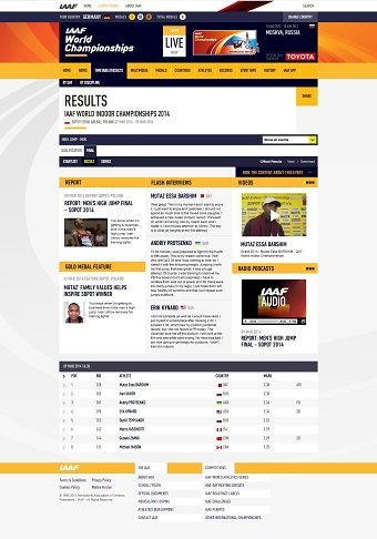 IAAF Result page design