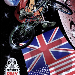 Kellogg's Frosties BMX Championship 1985 brochure front cover design and illustration