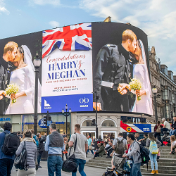 London's two biggest advertising screens join the Royal Wedding celebrations