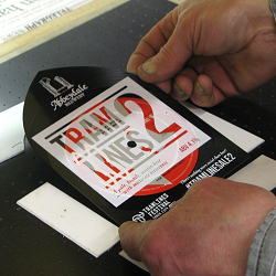 Pump-clips made of old vinyl for music festival's beers