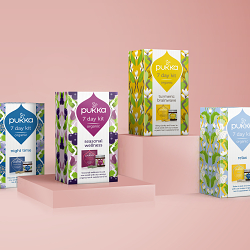 Our design for Pukka's Seven Day Wellbeing Kits hit the shelves, calmly
