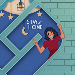 Social Media Branding (Stay At Home During Ramadan) Facebook Fan Page Cover Photo Design