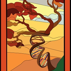 Stained glass DNA tree in Autumn