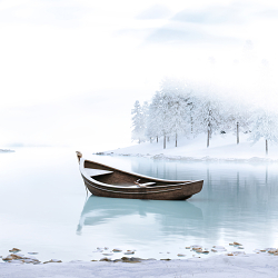 Boat on a Winter Lake