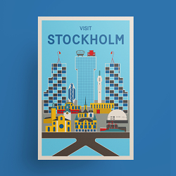 Stockholm Sweden Vintage Inspired Travel Poster