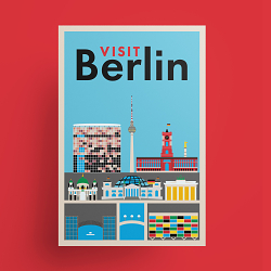 Berlin Germany vintage inspired travel poster