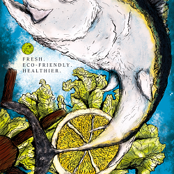 Ad Illustration concept Fresh! Eco-friendly! Healthier!