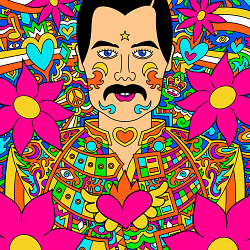 Freddie Mercury Psychedelic Portrait