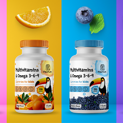 Amazon | Packaging Design | Kids Supplement Omega 3-6-9