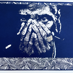 Mursi tribeswoman In Prussian Blue