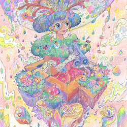 Journey to the Multicolored Crystal Planet Painting