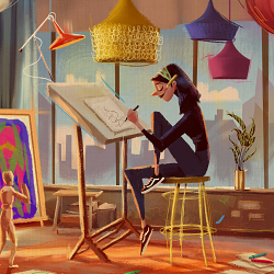 The Atelier -self-portrait in the studio