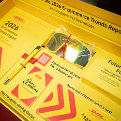 A branded gift box to celebrate the DHL E-Commerce Trend Report 2026