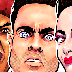 Clash of the Comics. A diving crossbody of comedy and wrestling.