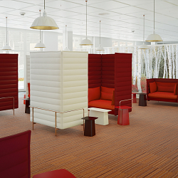 An uplifting yet peaceful breakout area in an office.