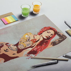 Cervena Fox. Digital Illusration of a tattoo girl vol:1