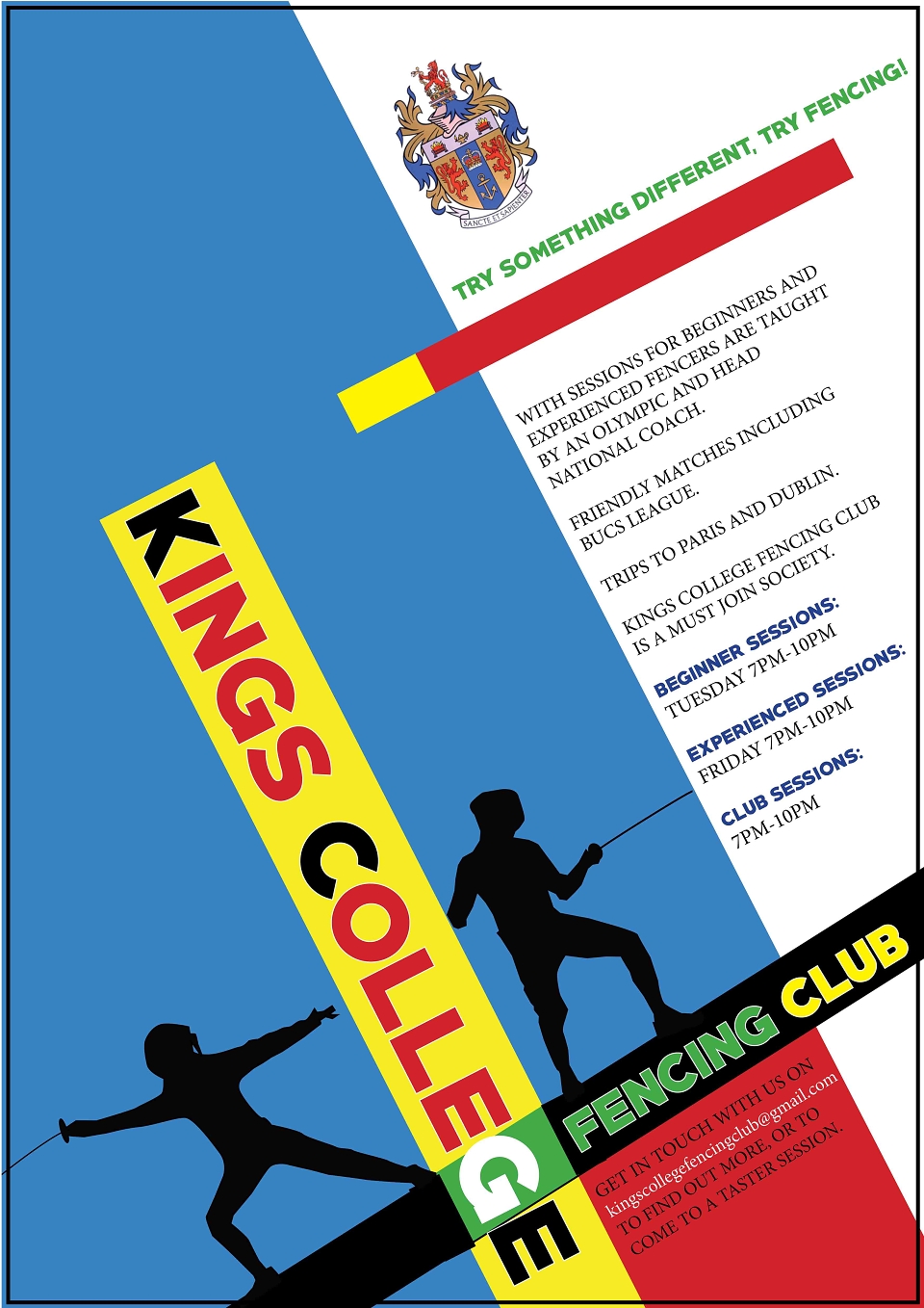 Kings College London Fencing Club poster design by Jared Jeffers for