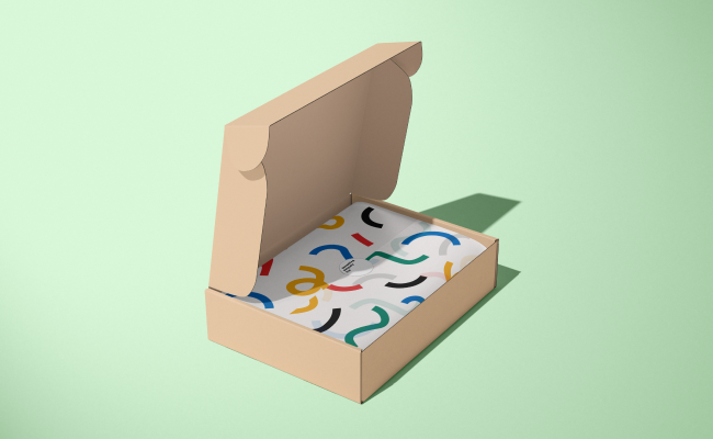 postal box with tissue inside