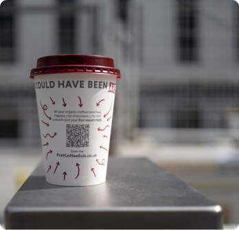 QR code on coffee cup