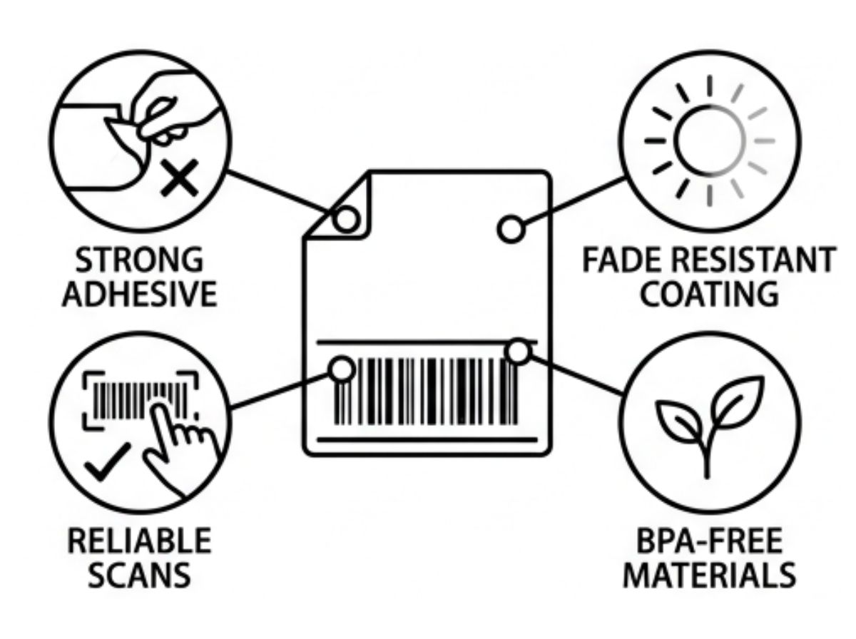 Close-up of high quality thermal label printing showing sharp barcode