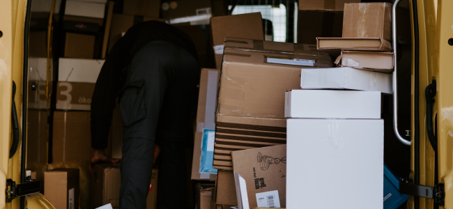 Delivery van with parcels