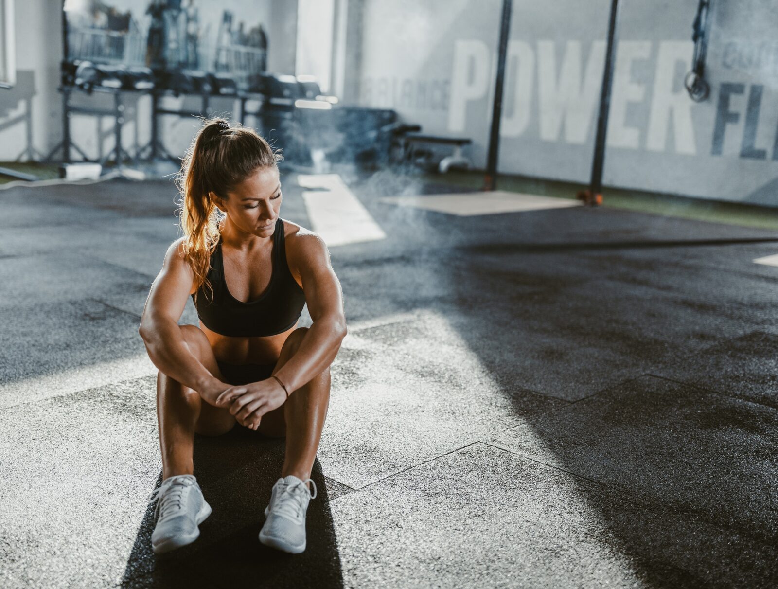 Woman resting after a workout