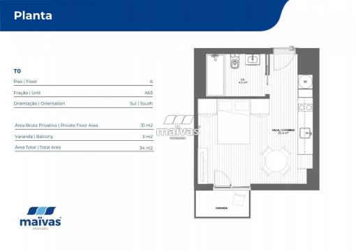 Apartamento T0 - Leça da Palmeira