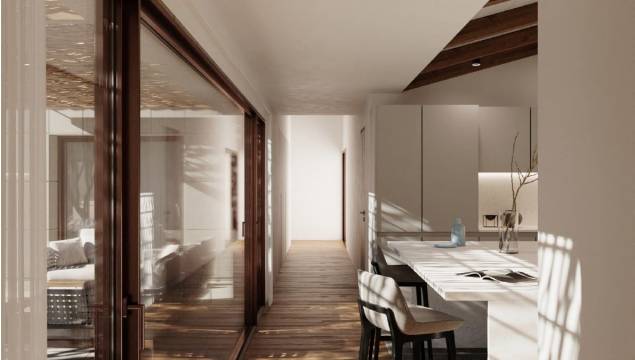 Moradia V3 Moderna com Piscina Central e Jardim Interior em Loulé