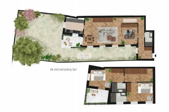 Apartamento T3 dúplex com jardim e varanda em construção a Cedofeita