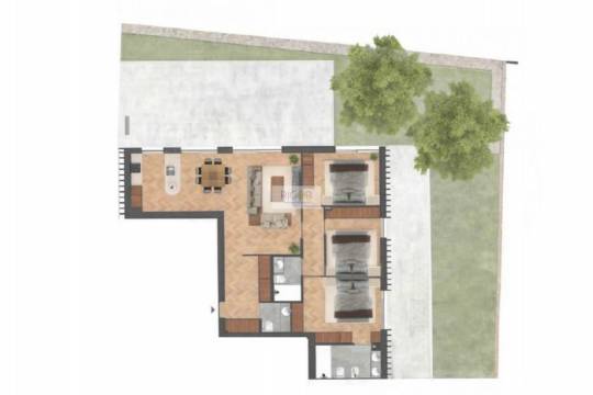 Apartamento T3 com jardim em construção à Boavista